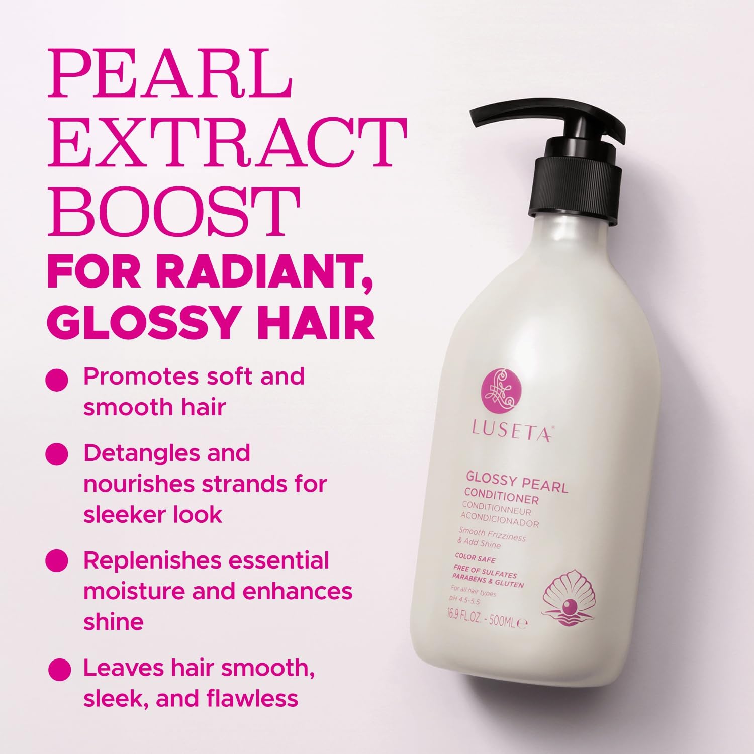 Luseta Glossy Pearl Conditioner — Deep Moisture, Shine & Frizz Control (16.9 fl oz)