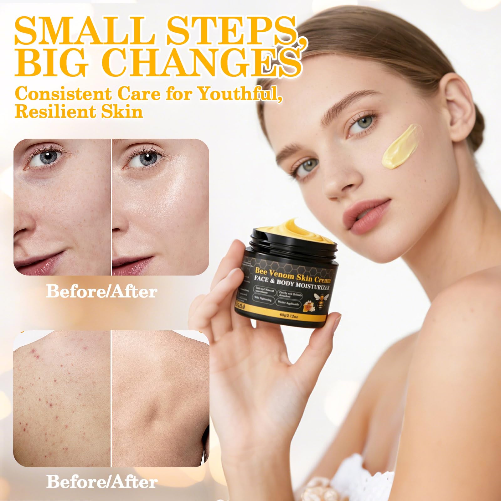 Lustrchron Bee Venom Skin Cream – 2 x 60g Anti‑Aging, Firming & Gentle Care for Face, Neck & Body