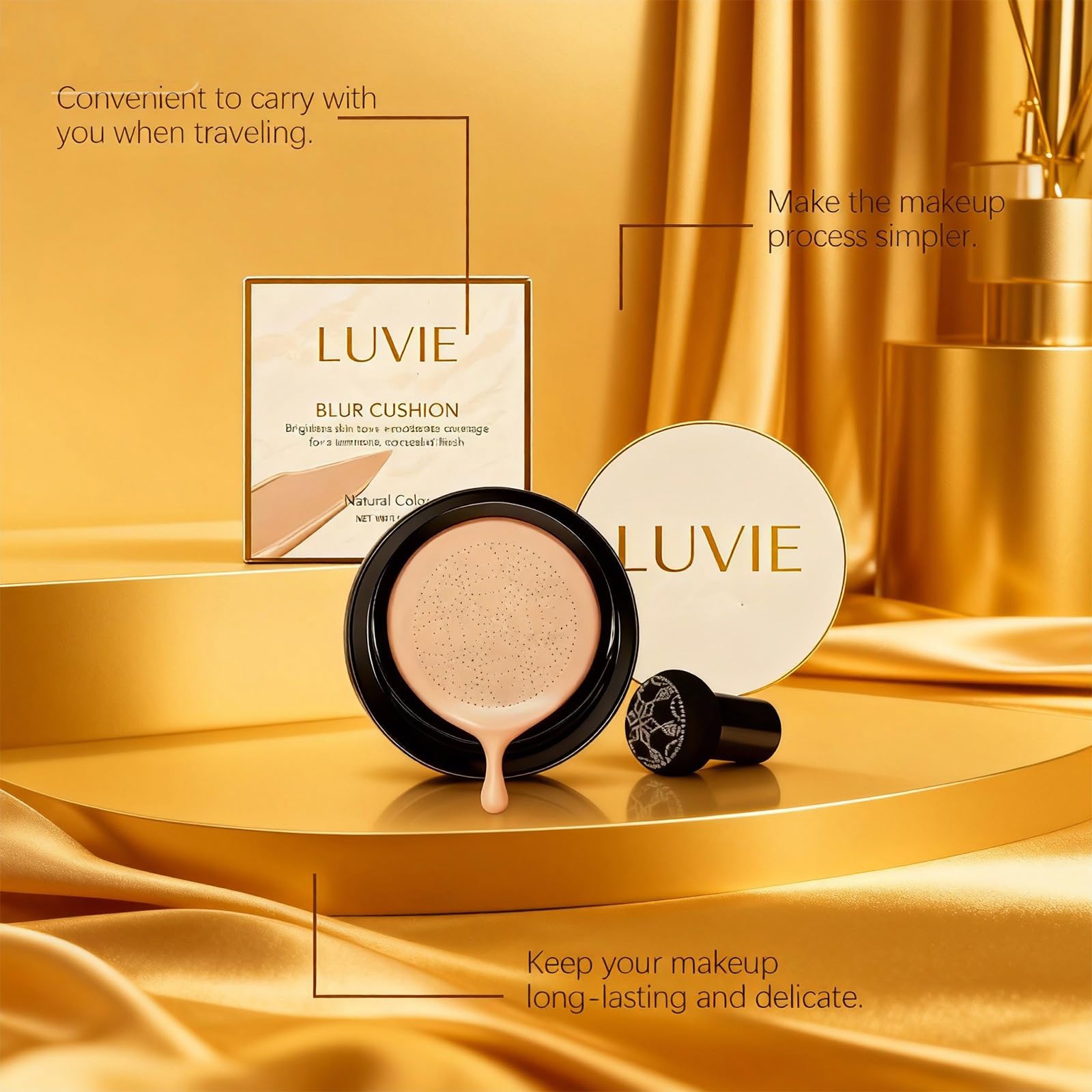 Luvie Foundation Cushion 2026 Mushroom Head Air Cushion CC Cream – Natural Finish, Long-Lasting Coverage