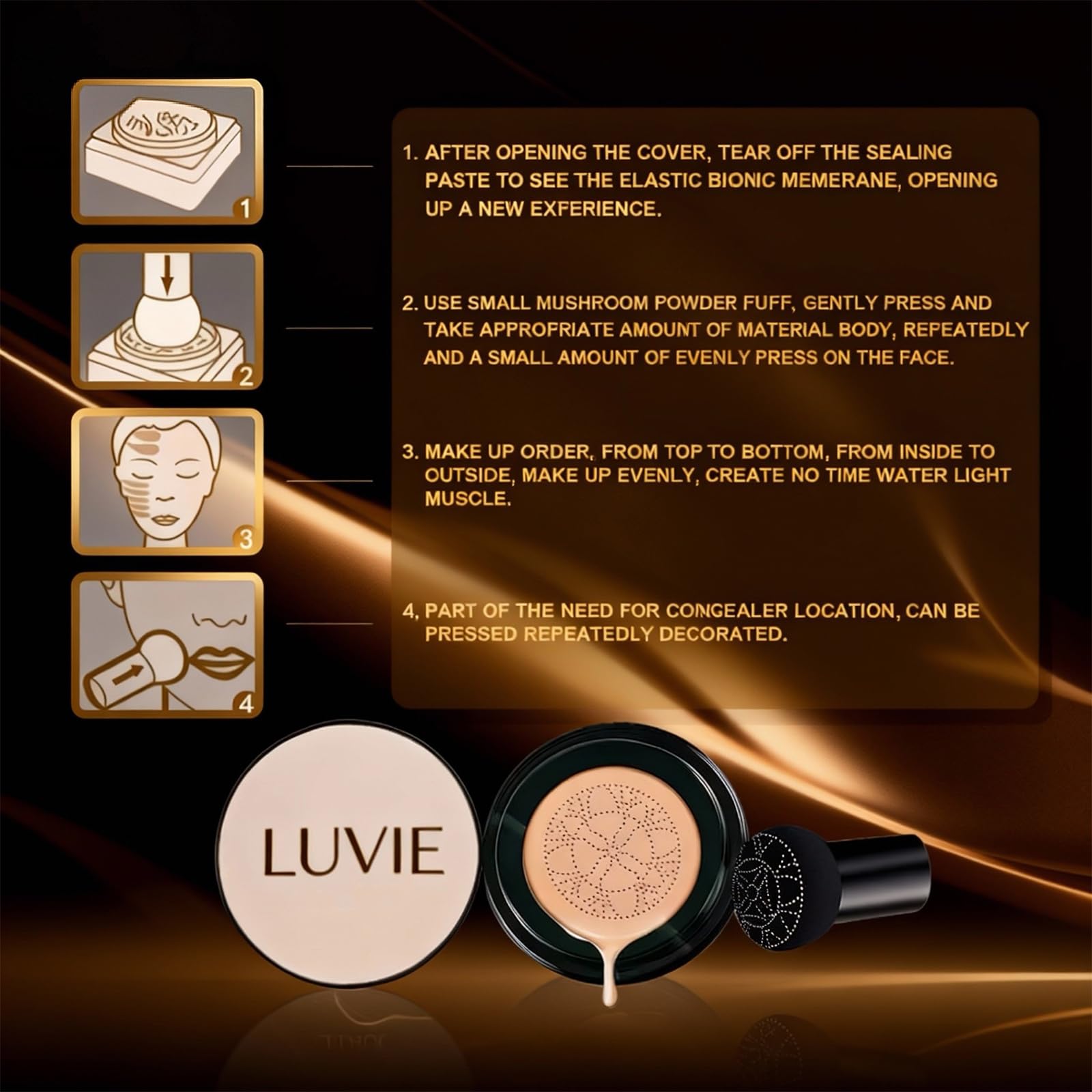 Luvie Foundation Cushion 2026 Mushroom Head Air Cushion CC Cream – Natural Finish, Long-Lasting Coverage
