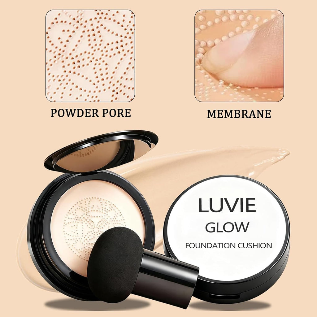 Luvie Glow Foundation for Mature Skin – Warm Cushion CC Cream with Hyaluronic Acid