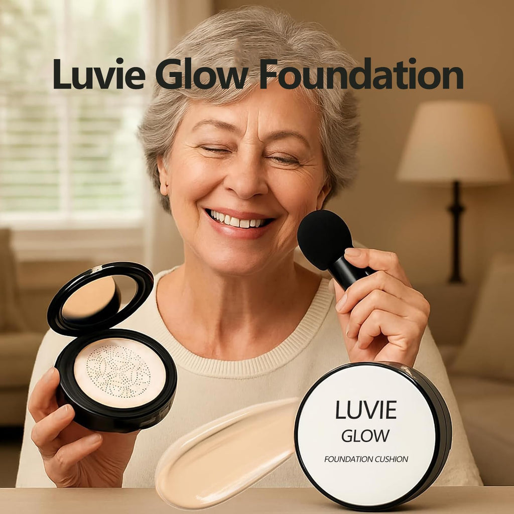 Luvie Glow Foundation for Mature Skin – Warm Cushion CC Cream with Hyaluronic Acid