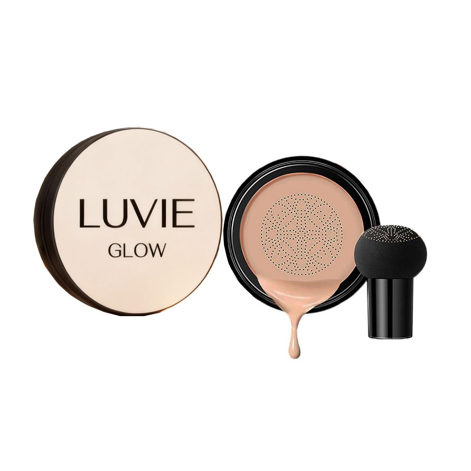 Luvie Glow Foundation Cushion | Mushroom Head Air Cushion CC Cream in Brunet Brown | Long-Lasting Matte Finish
