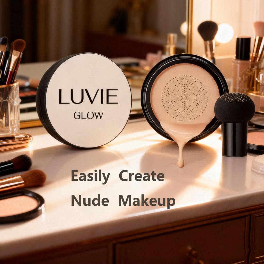 Luvie Glow Foundation Cushion | Mushroom Head Air Cushion CC Cream in Brunet Brown | Long-Lasting Matte Finish