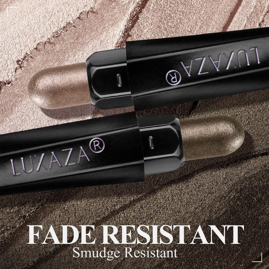 LUXAZA 6PCS Eyeshadow Stick Set – Crease-Proof, Metallic & Matte (Pink Brown)