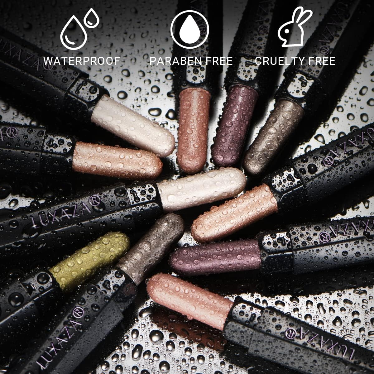 LUXAZA Champagne Pink Eyeshadow Stick Set – 6pc Long-Lasting Cream Shadow, Waterproof, Hexagonal Tube
