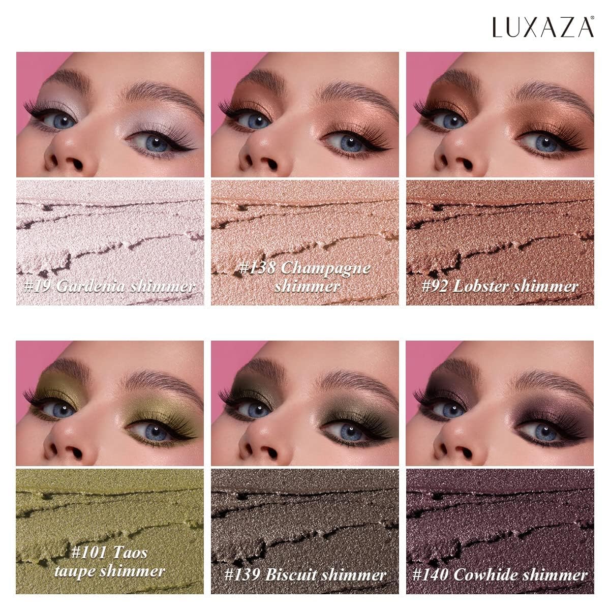 LUXAZA Champagne Pink Eyeshadow Stick Set – 6pc Long-Lasting Cream Shadow, Waterproof, Hexagonal Tube