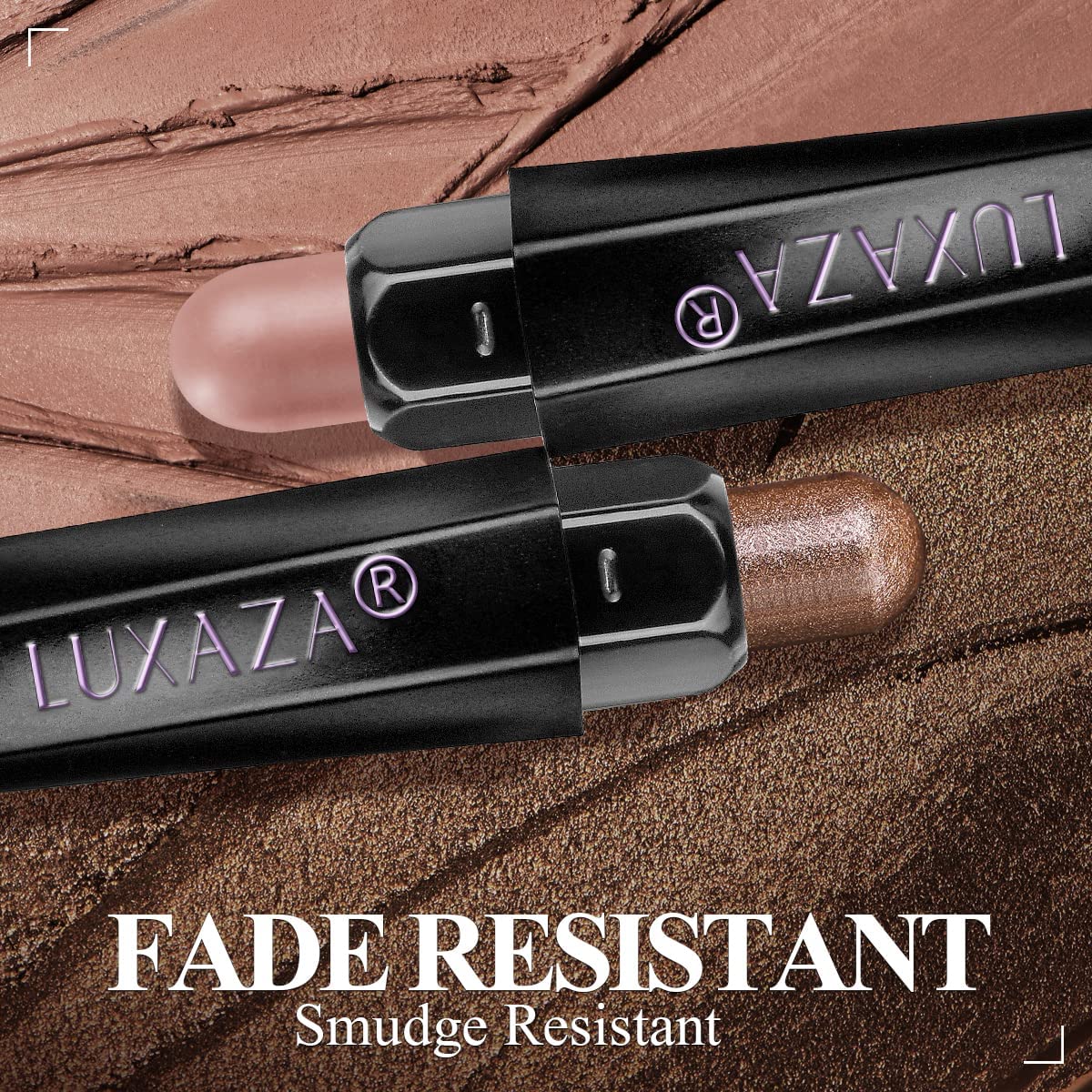LUXAZA 10PCS Eyeshadow Stick Set – Shimmer & Neutral Brown Metallic Cream Pencils