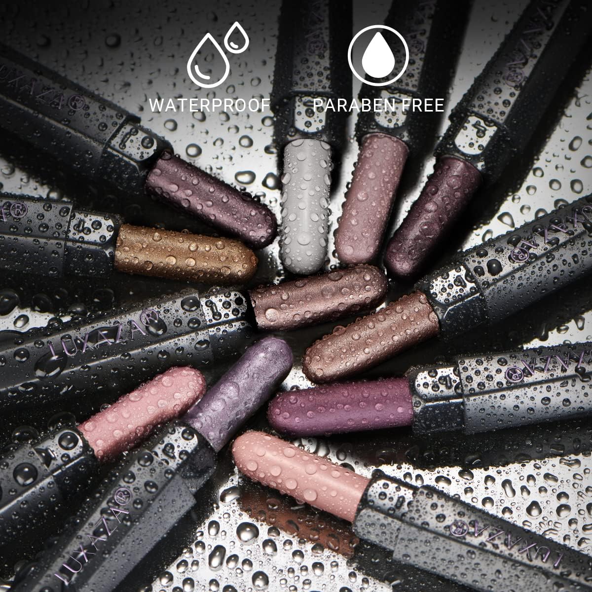 LUXAZA 10PCS Eyeshadow Stick Set – Shimmer & Neutral Brown Metallic Cream Pencils