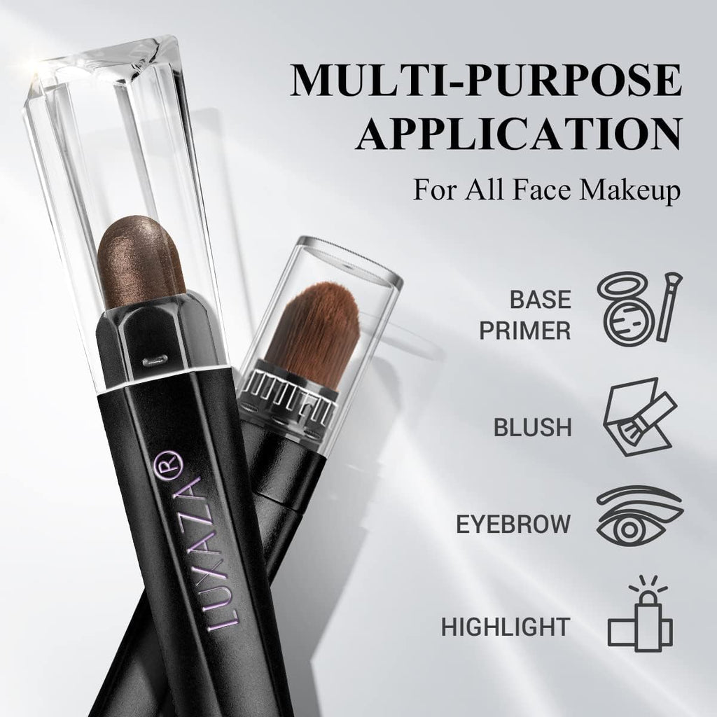 LUXAZA 6PCS Eyeshadow Stick Set – Brown & Grey Metallic & Matte Pencils, Waterproof & Long-Lasting
