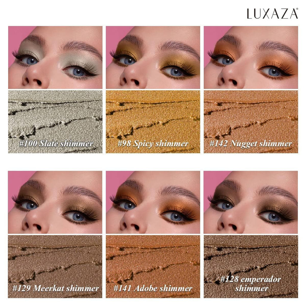 LUXAZA 6PCS Eyeshadow Stick Set – Brown & Grey Metallic & Matte Pencils, Waterproof & Long-Lasting