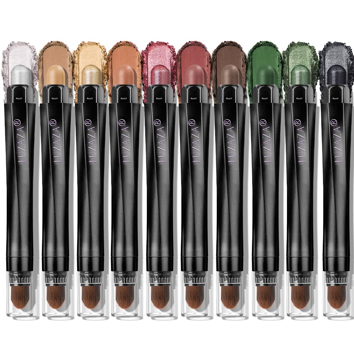 LUXAZA 10PCS Eyeshadow Stick – Pro Longwear Cream Eye Shadow Brightener Pencil in Christmas Golden Night