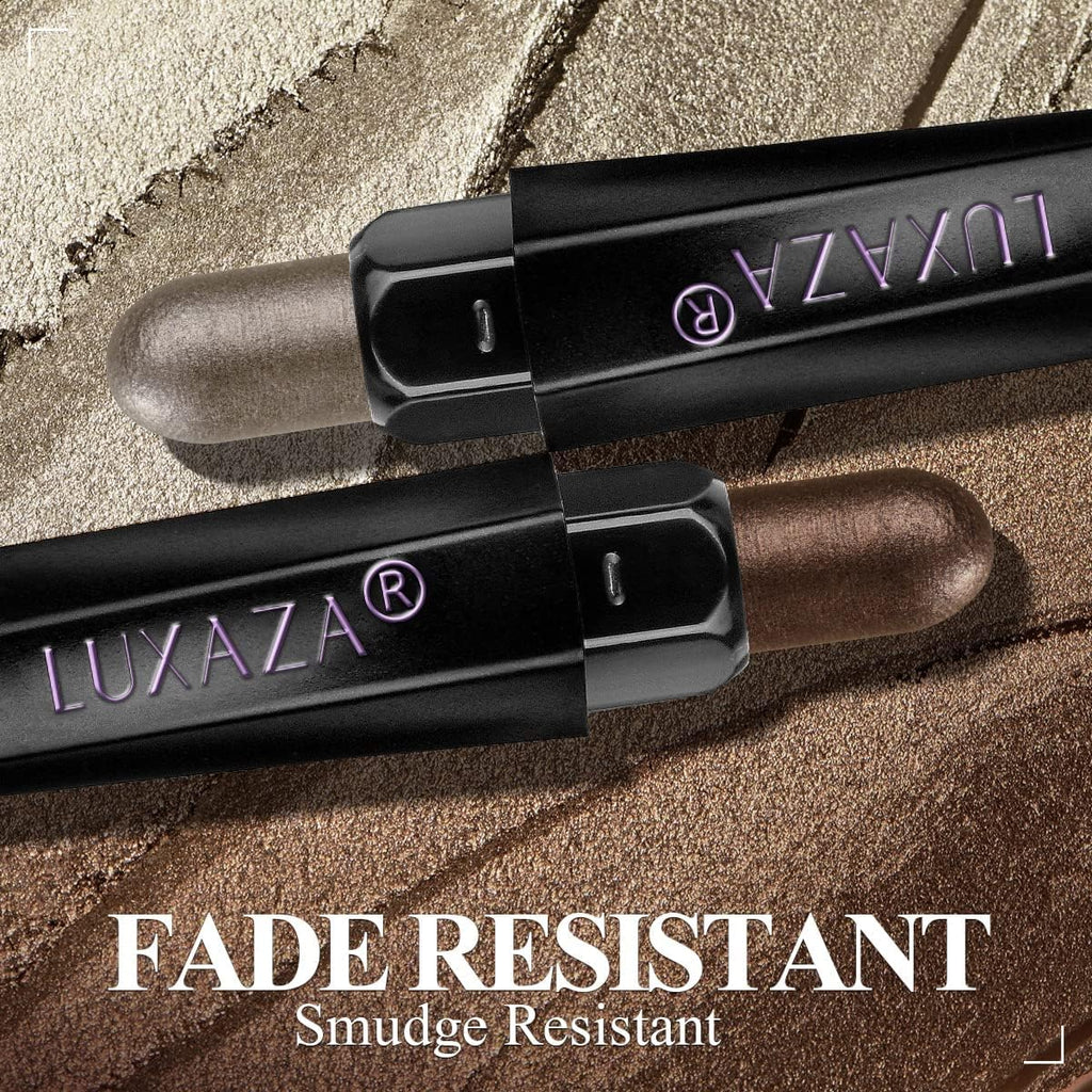 LUXAZA 6PCS Eyeshadow Stick Set – Brown & Grey Metallic & Matte Pencils, Waterproof & Long-Lasting