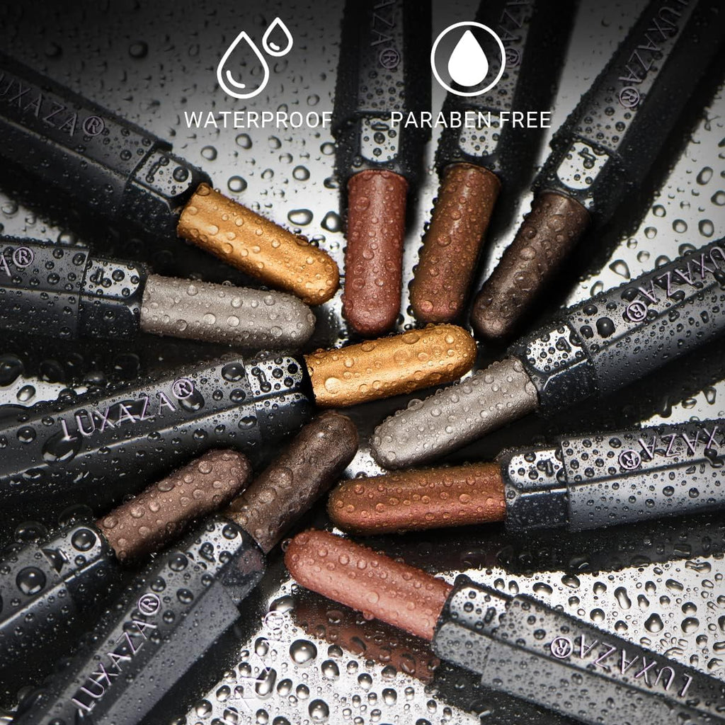 LUXAZA 6PCS Eyeshadow Stick Set – Brown & Grey Metallic & Matte Pencils, Waterproof & Long-Lasting