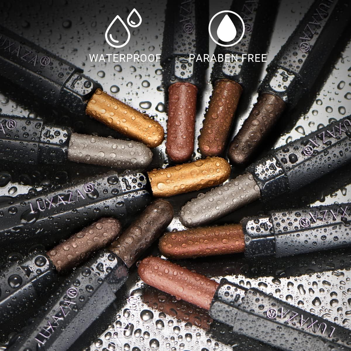 LUXAZA 6PCS Eyeshadow Stick Set – Brown & Grey Metallic & Matte Pencils, Waterproof & Long-Lasting