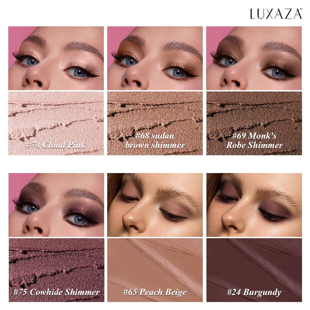 LUXAZA 6PCS Cream Eyeshadow Set – A05 Wine Red | Metallic & Matte Shimmer