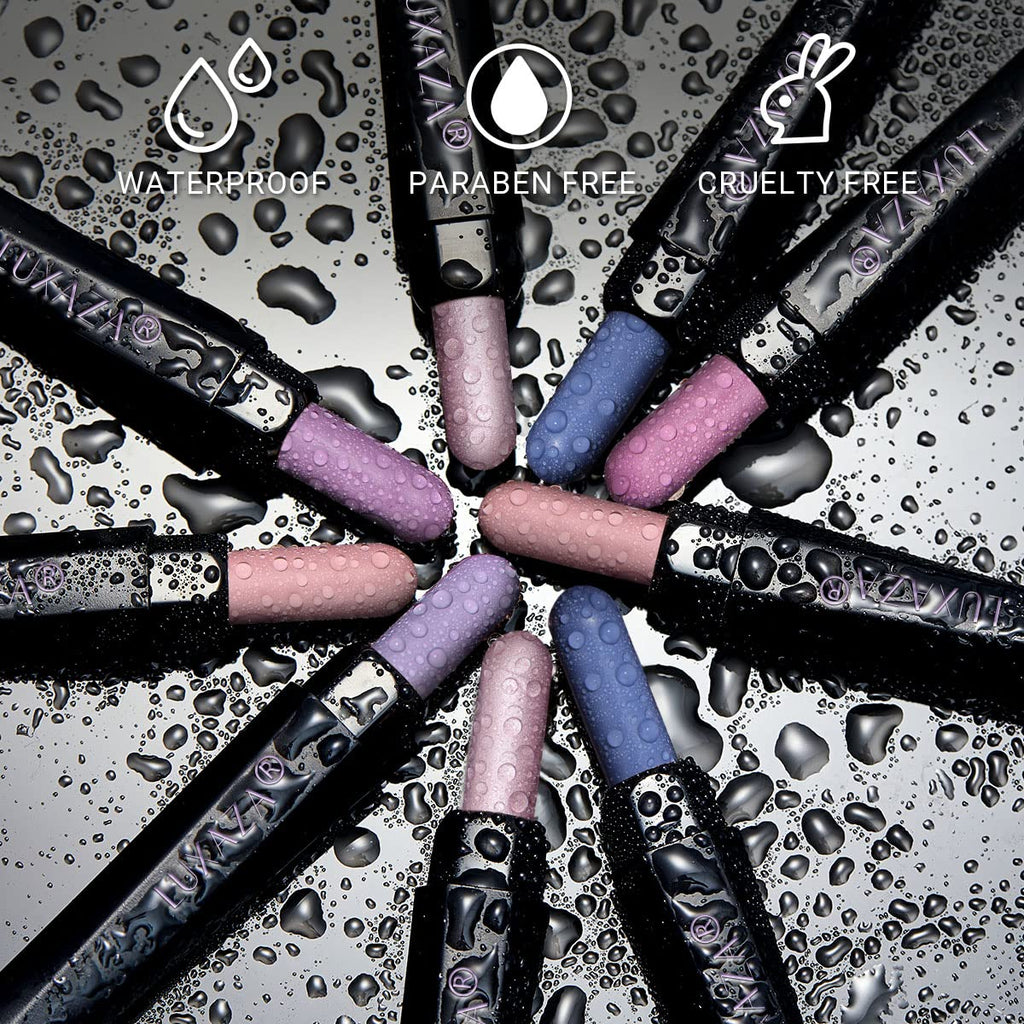 LUXAZA 6PCS Cream Eyeshadow Stick Set - Matte & Shimmer, Waterproof, Easy Glide, Purple Pink
