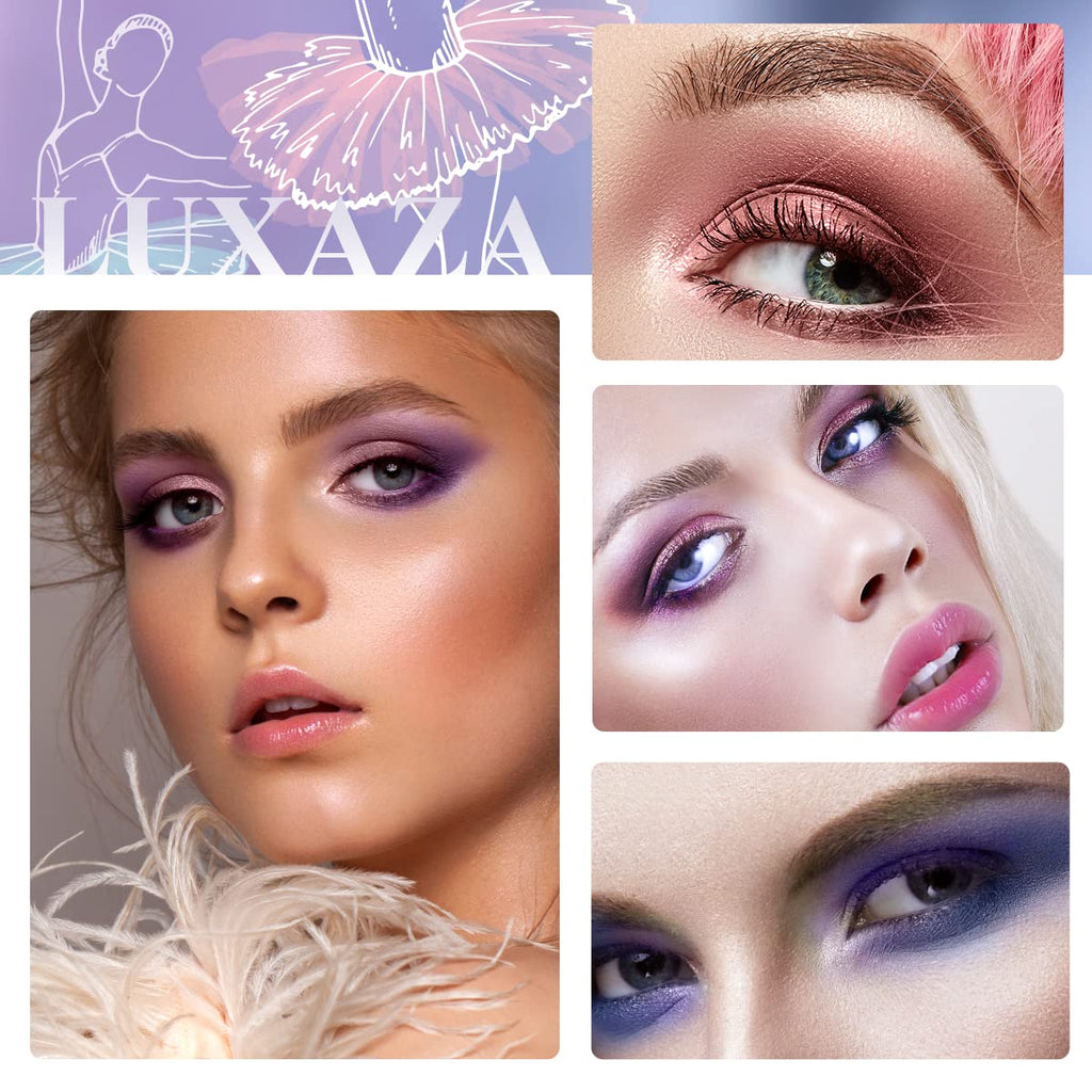 LUXAZA 6PCS Cream Eyeshadow Stick Set - Matte & Shimmer, Waterproof, Easy Glide, Purple Pink