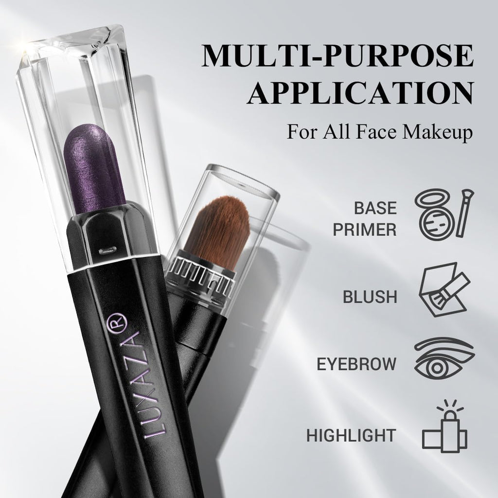 LUXAZA PRO Neutral Eyeshadow Stick 6PCS Set – Pink & Purple Metallic Shimmer Matte Cream Shadow