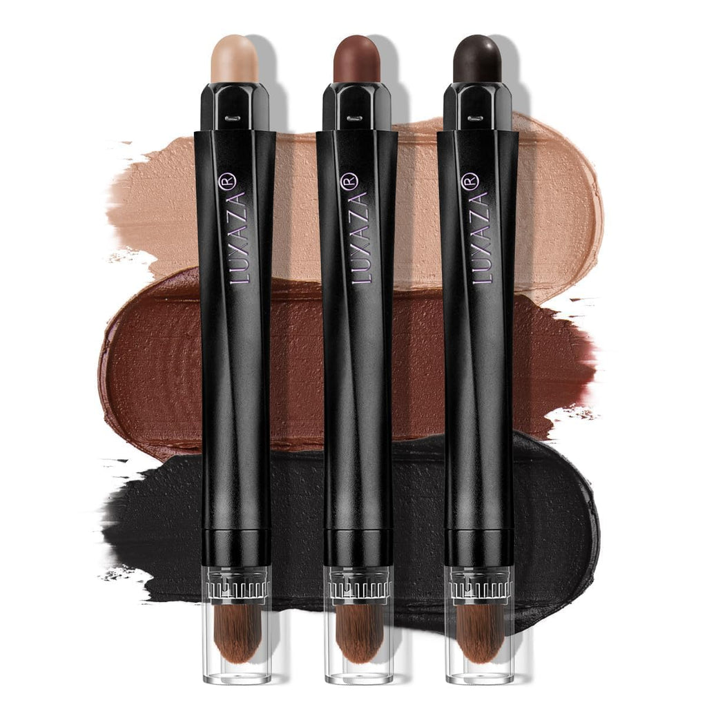 LUXAZA PRO Brown Eyeshadow Stick Set 3PCS – Cocoa Island Matte & Neutral Shimmer Palette