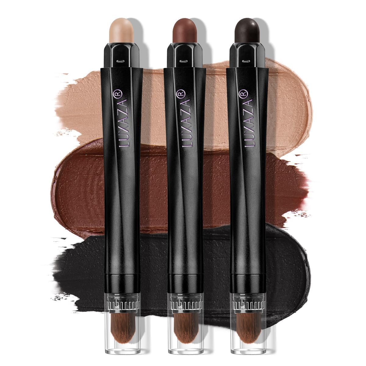 LUXAZA PRO Brown Eyeshadow Stick Set 3PCS – Cocoa Island Matte & Neutral Shimmer Palette
