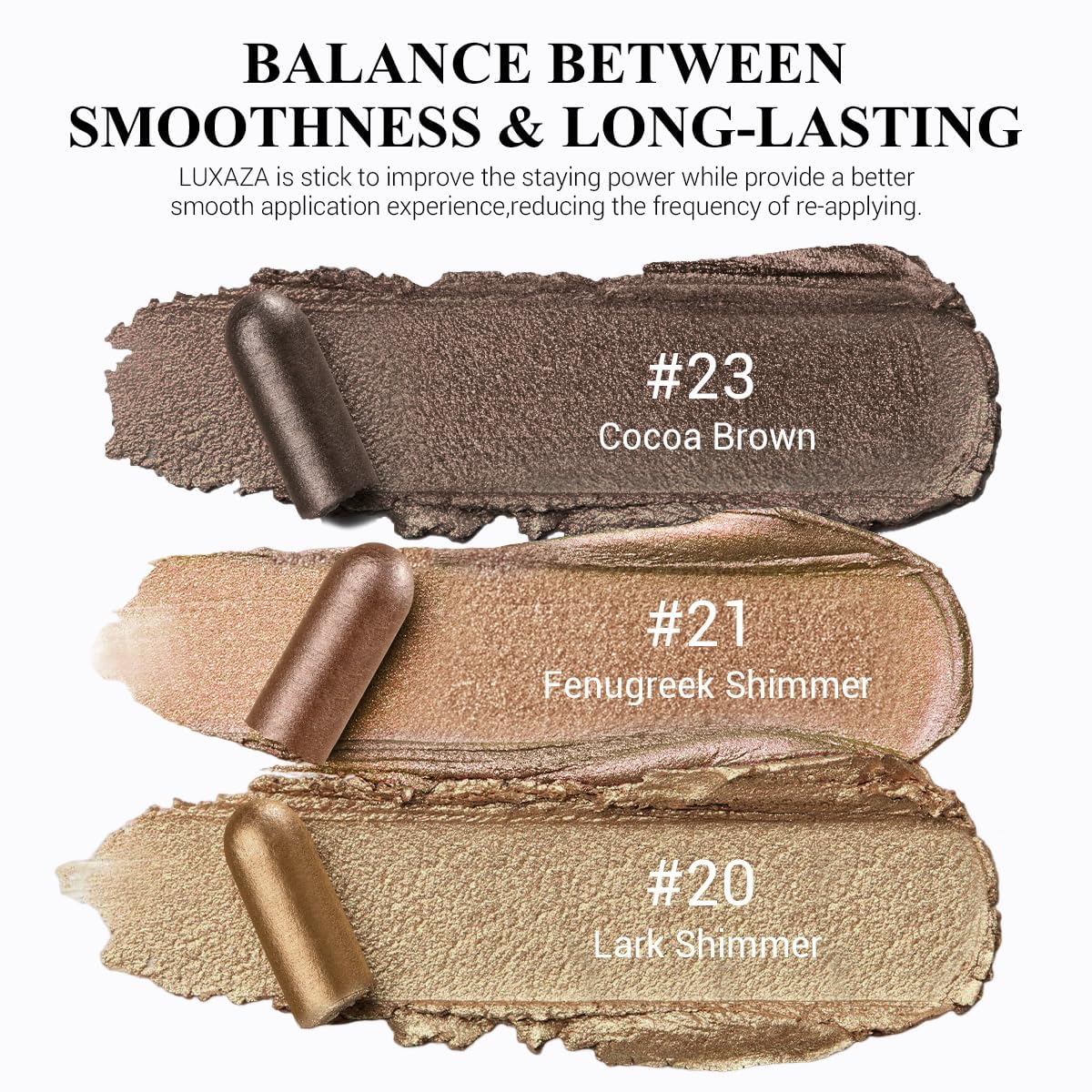 LUXAZA PRO Brown Eyeshadow Stick Set – 3pc Neutral Shimmer & Matte Cream Palette, Golden Glow