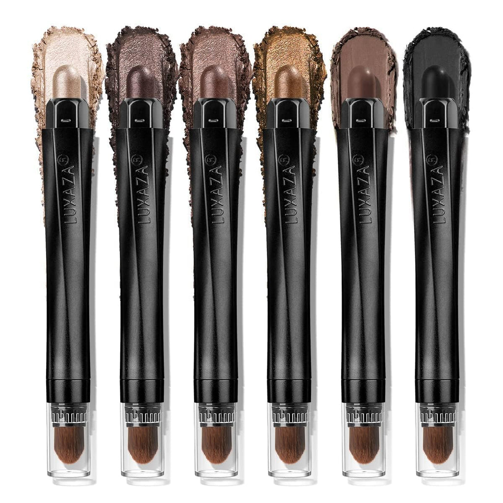 LUXAZA PRO Brown Eyeshadow Stick 6-Piece Set – Taupe Mauve Neutral Palette
