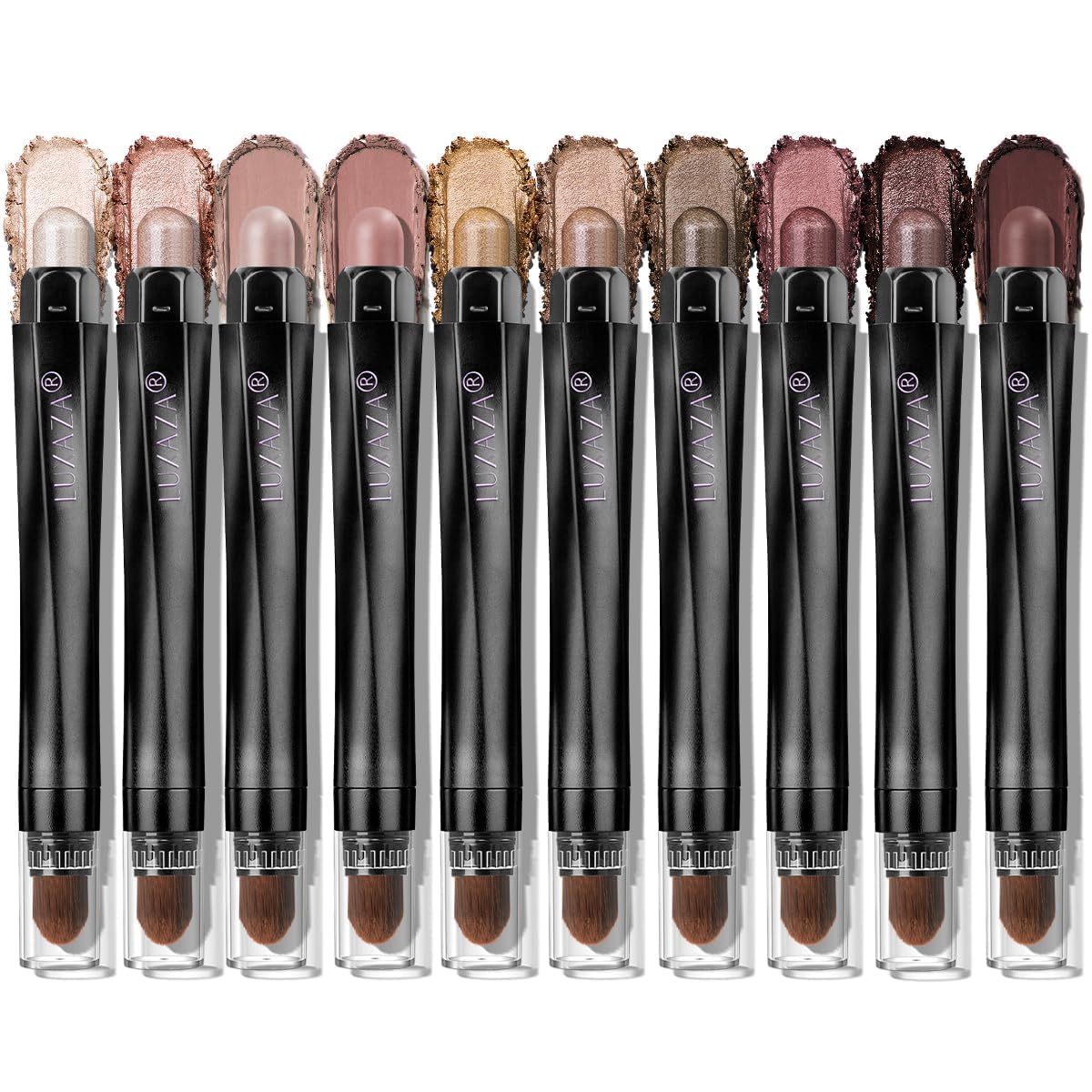 LUXAZA PRO Brown Eyeshadow Stick Set 10PCS Espresso Neutral Shimmer & Matte Cream