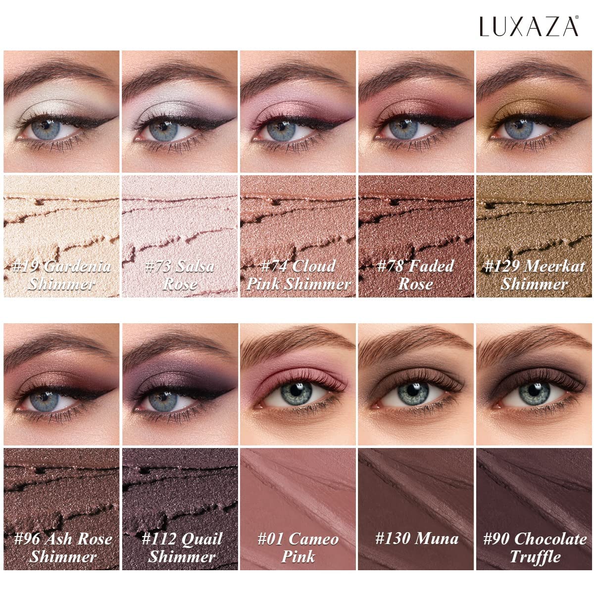 Luxaza Pro Brown Eyeshadow Stick Set – 10pc Neutral Shimmer & Matte Cream Palette | Long-Lasting Color