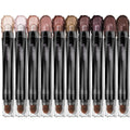 Luxaza Pro Brown Eyeshadow Stick Set – 10pc Neutral Shimmer & Matte Cream Palette | Long-Lasting Color