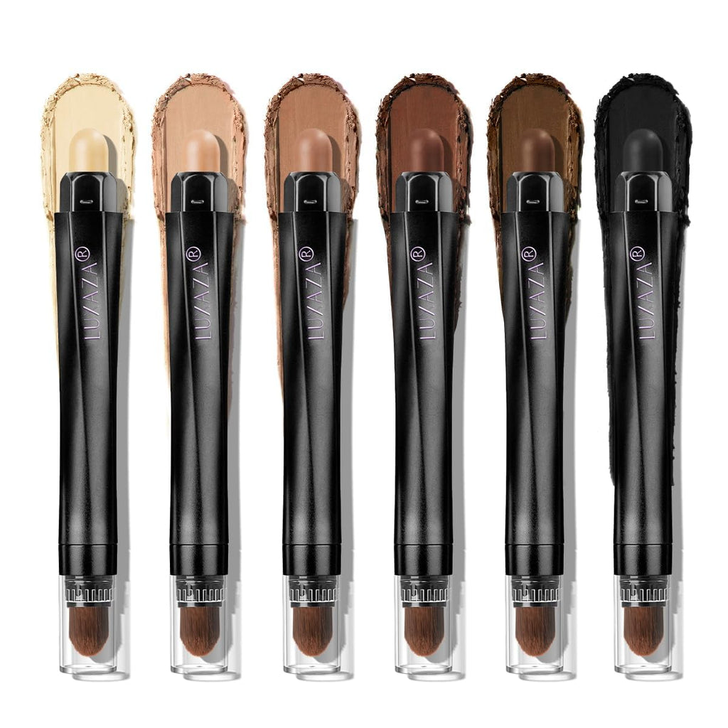LUXAZA PRO Brown Eyeshadow Stick Set (6 pcs) – Neutral Matte Cream Eye Shadow, Eyeliner Pencil, Brown Cashmere