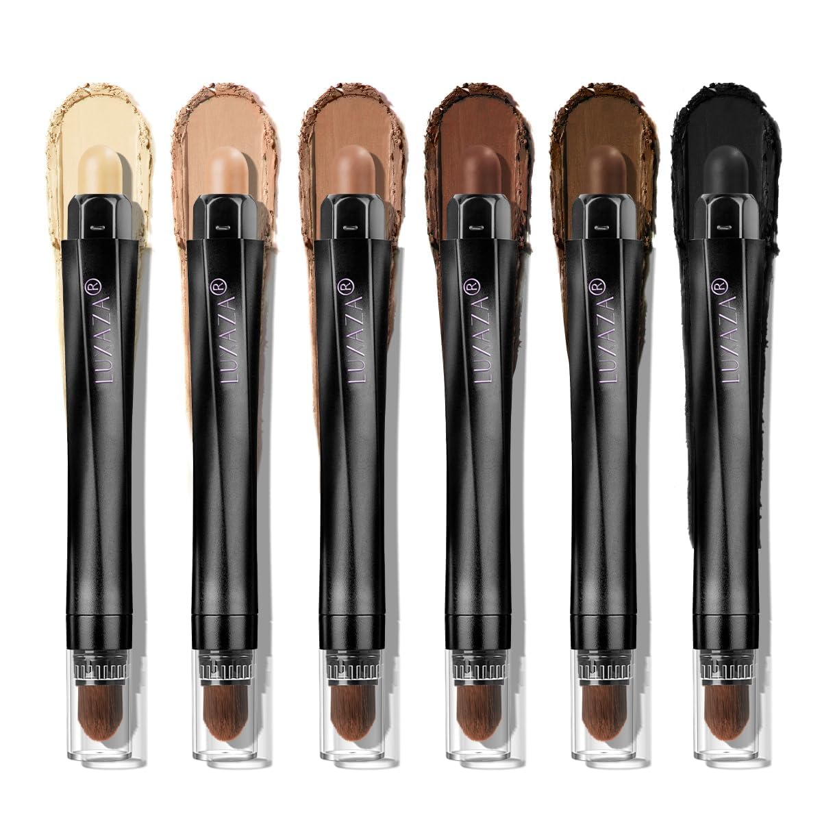 LUXAZA PRO Brown Eyeshadow Stick Set (6 pcs) – Neutral Matte Cream Eye Shadow, Eyeliner Pencil, Brown Cashmere