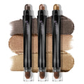 LUXAZA PRO Brown Eyeshadow Stick Set – 3pc Neutral Shimmer & Matte Cream Palette, Golden Glow