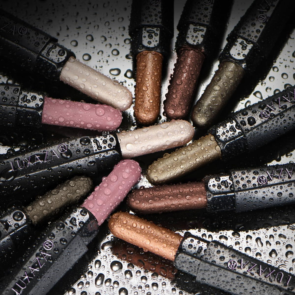LUXAZA PRO Brown Neutral Eyeshadow Stick 6-Piece Set – Metallic Shimmer & Cream Eye Pencil
