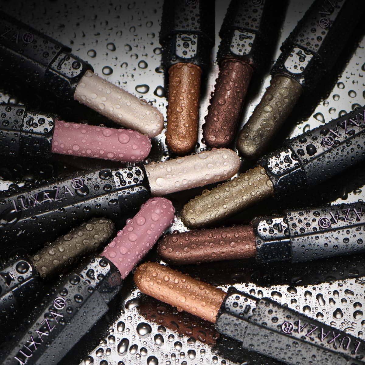 LUXAZA PRO Brown Neutral Eyeshadow Stick 6-Piece Set – Metallic Shimmer & Cream Eye Pencil