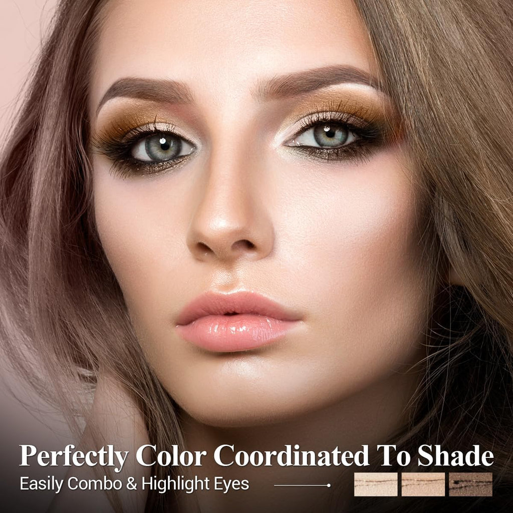 LUXAZA PRO Brown Neutral Eyeshadow Stick 6-Piece Set – Metallic Shimmer & Cream Eye Pencil