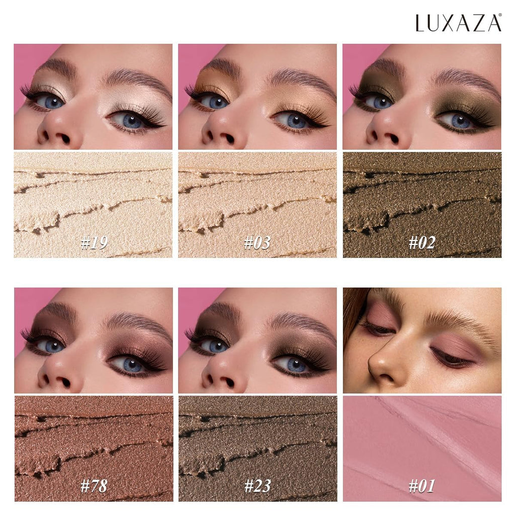 LUXAZA PRO Brown Neutral Eyeshadow Stick 6-Piece Set – Metallic Shimmer & Cream Eye Pencil