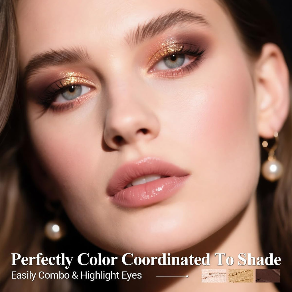 LUXAZA PRO Gold Eyeshadow Stick Set 6pcs – Neutral Shimmer & Matte Cream Shades, Gift-ready