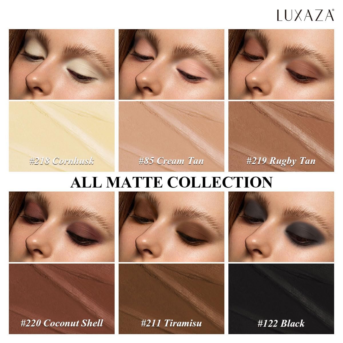 LUXAZA PRO Brown Eyeshadow Stick Set (6 pcs) – Neutral Matte Cream Eye Shadow, Eyeliner Pencil, Brown Cashmere