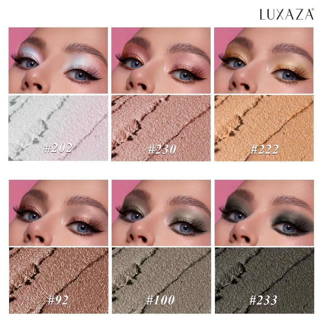 LUXAZA PRO Brown Eyeshadow Stick Set – 6pcs Neutral Shimmer & Matte Cream Palette | Dusk Bloom