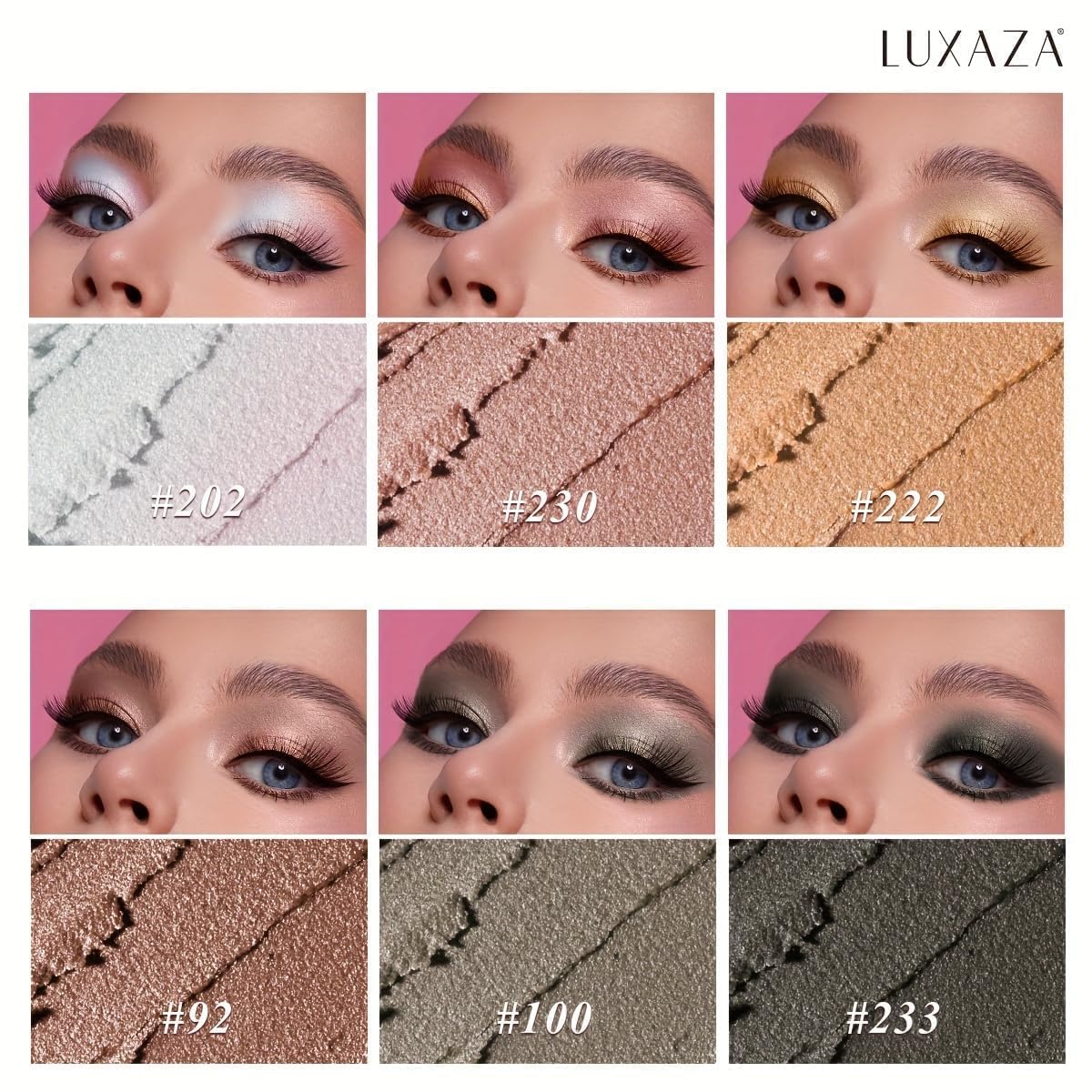 LUXAZA PRO Brown Eyeshadow Stick Set – 6pcs Neutral Shimmer & Matte Cream Palette | Dusk Bloom