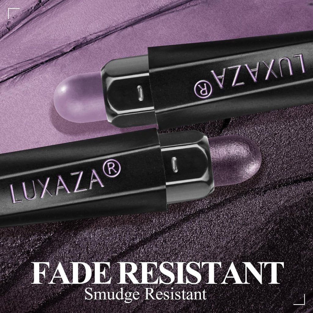 LUXAZA PRO Purple Eyeshadow Stick 6-Piece Set | Metallic Shimmer Cream Palette - BLUEBERRY