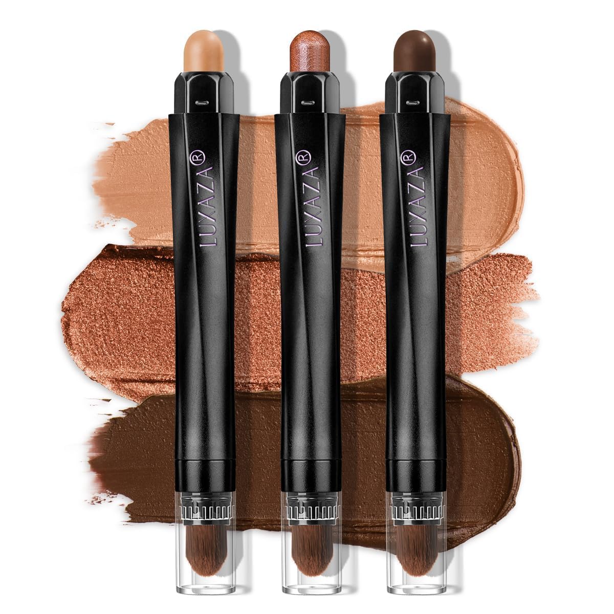LUXAZA PRO Coral Island Eyeshadow Stick 3-Piece Set | Metallic Shimmer & Matte Cream Eye Shadow & Eyeliner – J2 Coral Island