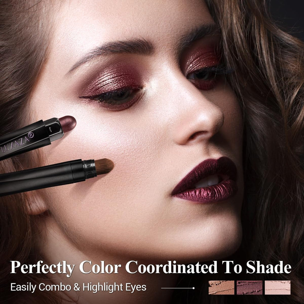 LUXAZA PRO Neutral Eyeshadow Stick 6-Piece Set – Brown Metallic Shimmer (GRAPE WINE)