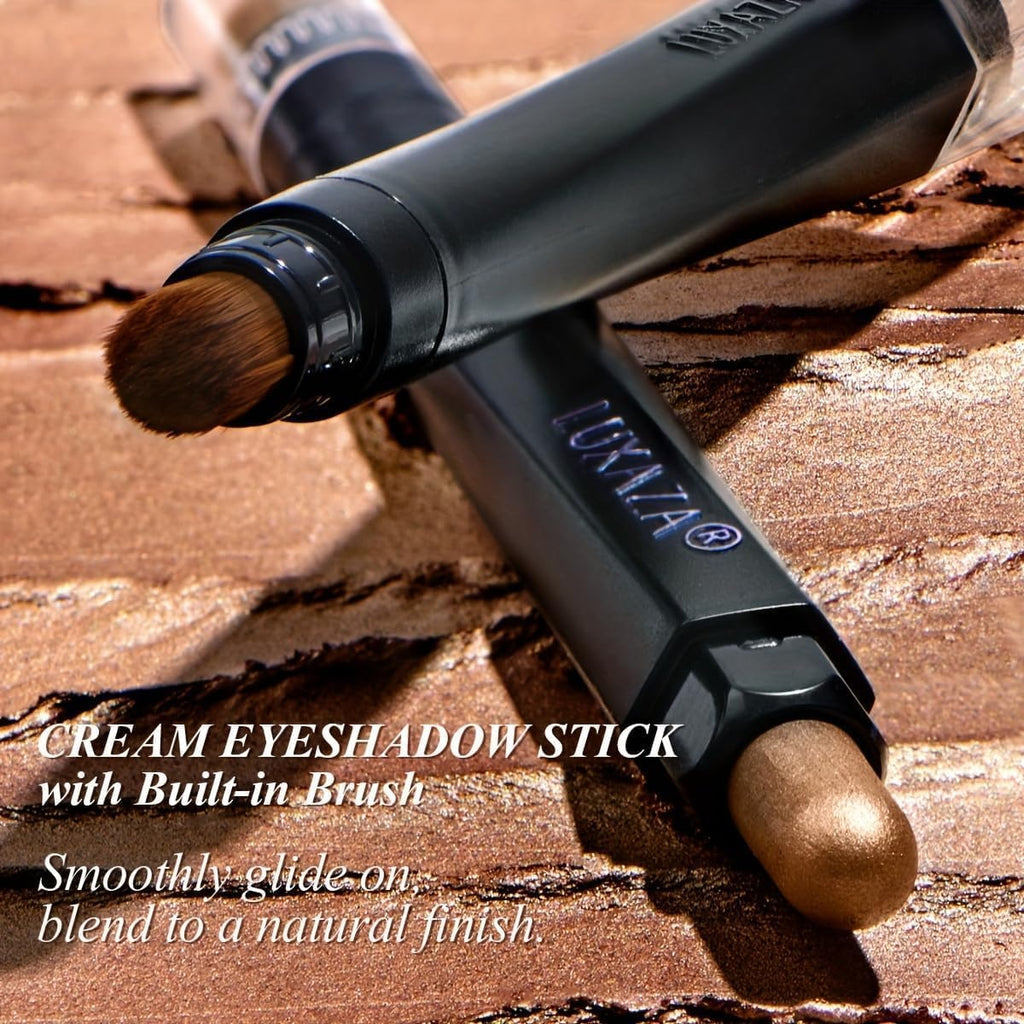 LUXAZA PRO Brown Eyeshadow Stick Set – 6pcs Neutral Shimmer & Matte Cream Palette | Dusk Bloom