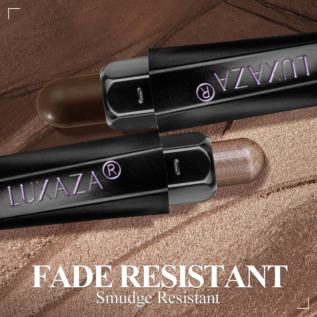 LUXAZA PRO 10PCS Eyeshadow Stick – Shimmer & Matte Brown, Waterproof & Smudge-Proof