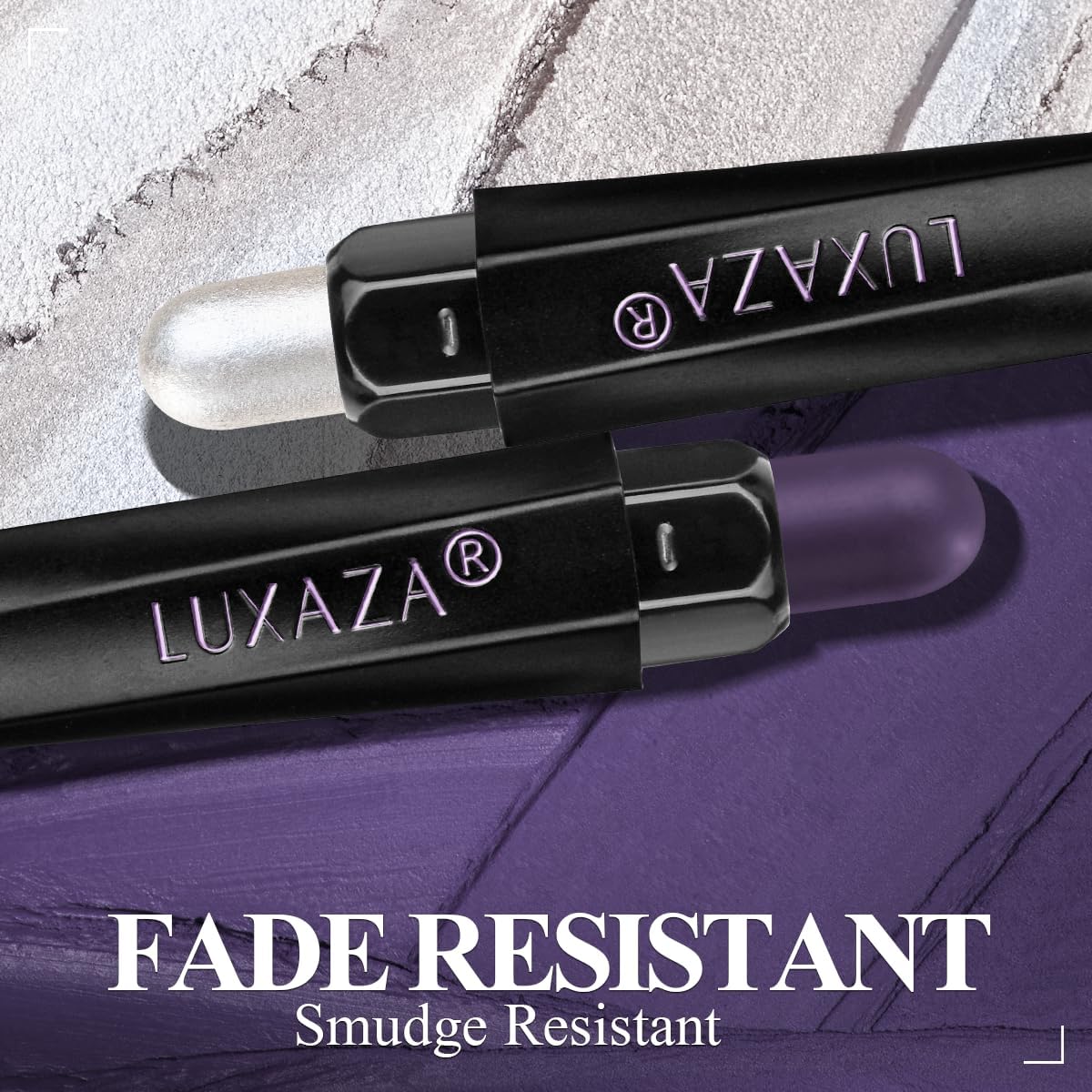LUXAZA PRO Neutral Eyeshadow Stick 6PCS Set – Pink & Purple Metallic Shimmer Matte Cream Shadow
