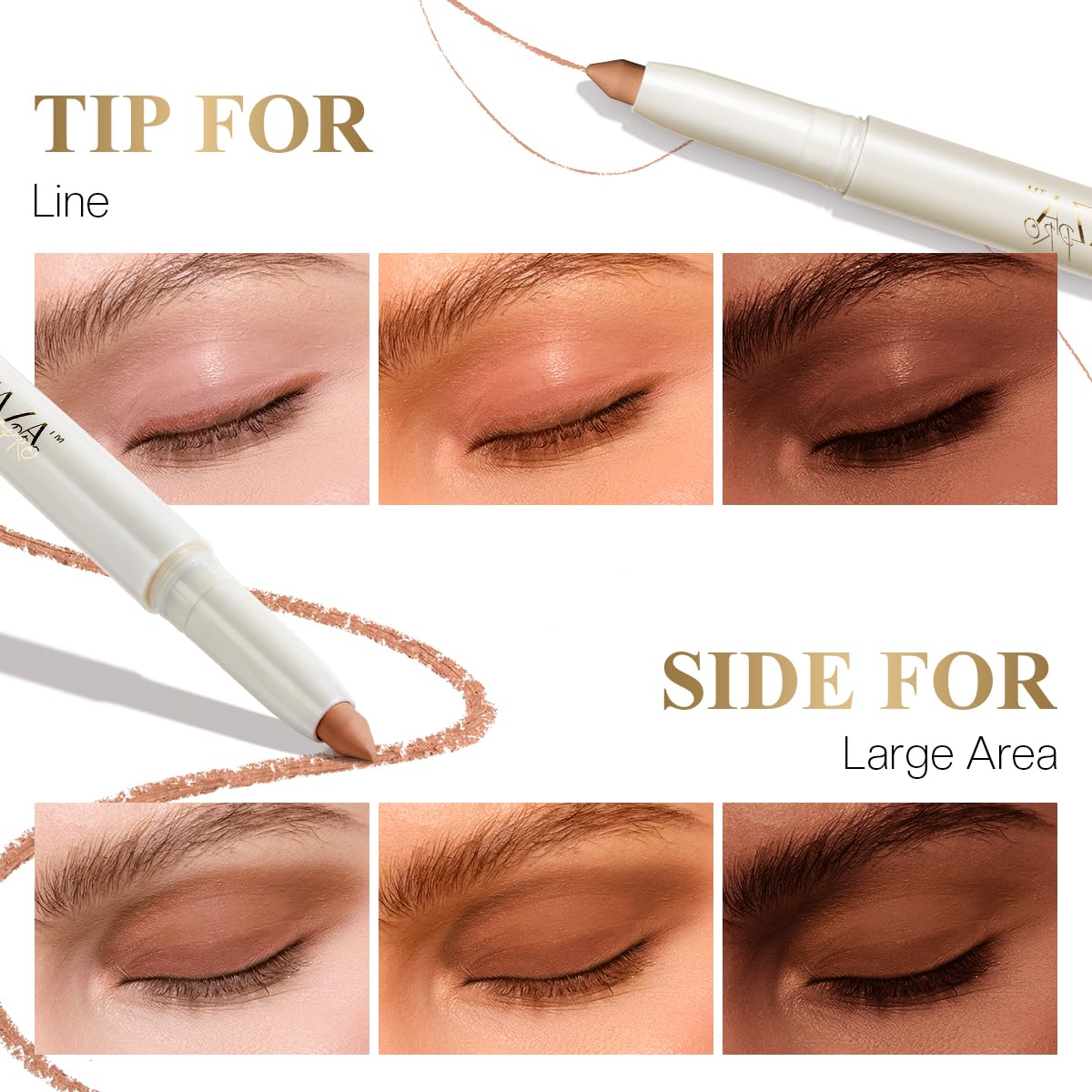 LUXAZA PRO 2PCS Eyeshadow Stick – Creamy Caramel-Latte Shimmer with Built-In Brush & Sharpener