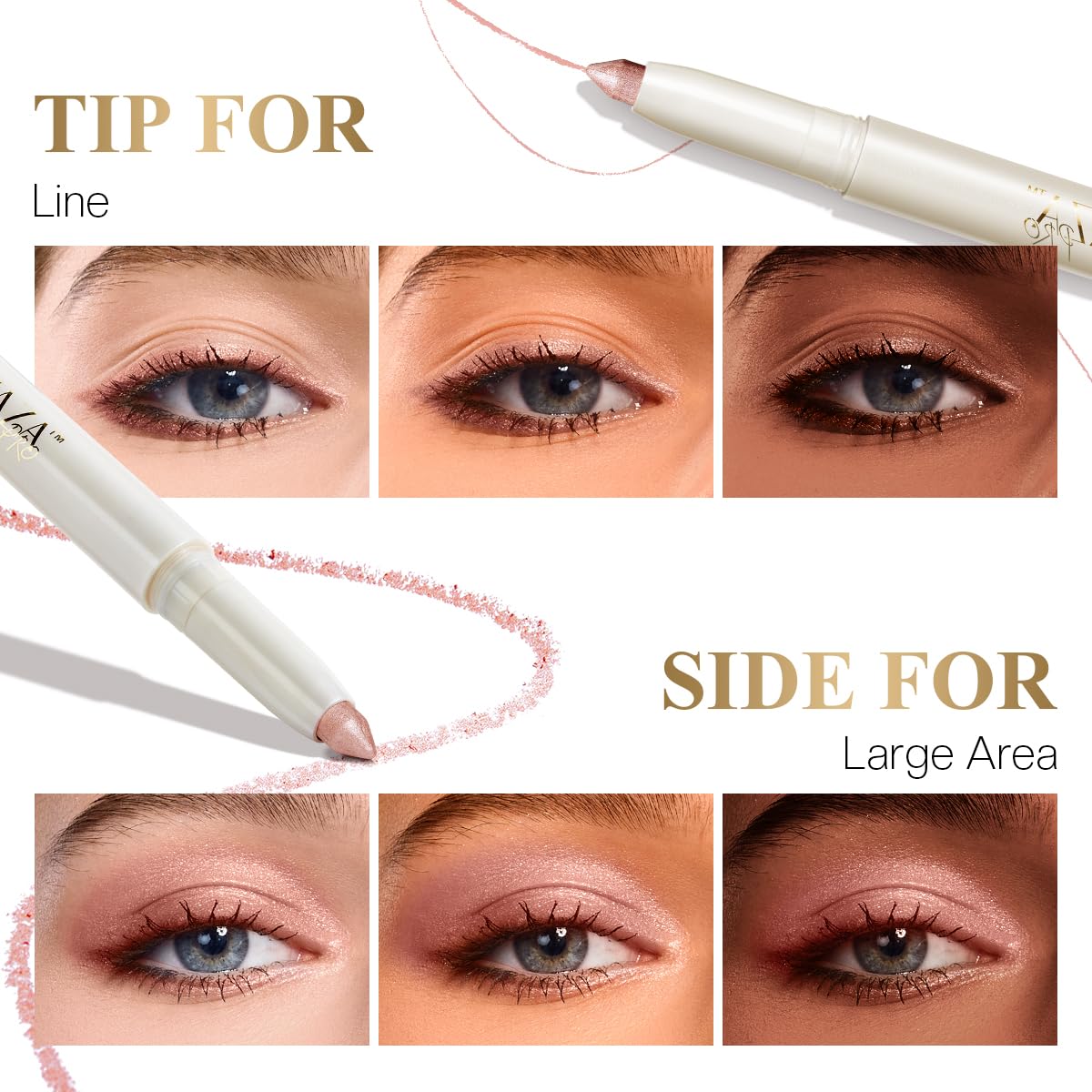 LUXAZA PRO 2PCS Eyeshadow Stick – Sunkissed-Glow with Built-in Brush & Sharpener
