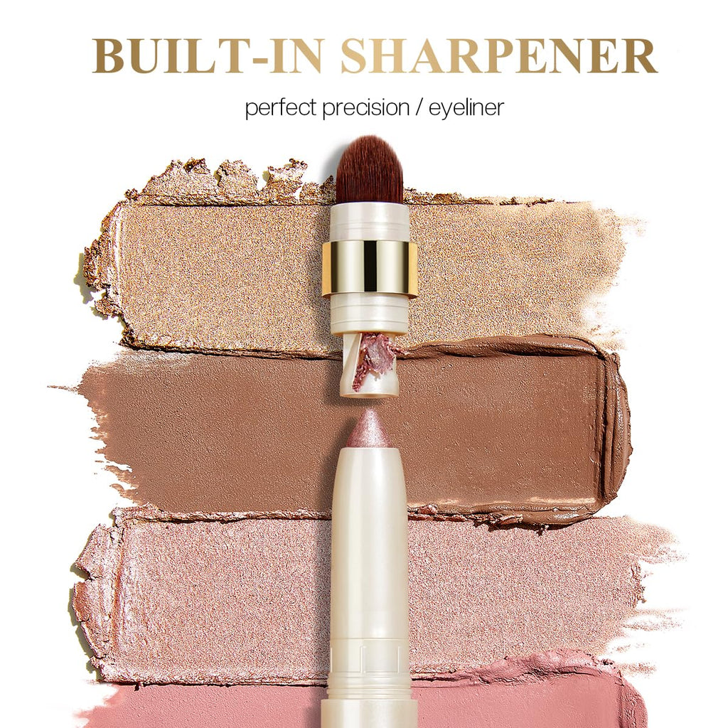 LUXAZA PRO 2PCS Eyeshadow Stick – Creamy Caramel-Latte Shimmer with Built-In Brush & Sharpener